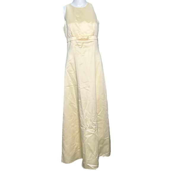 Vintage Scott McClintock Millennium 2000 Satin Dress Sz 4 Butter Yellow Gown - Picture 1 of 16